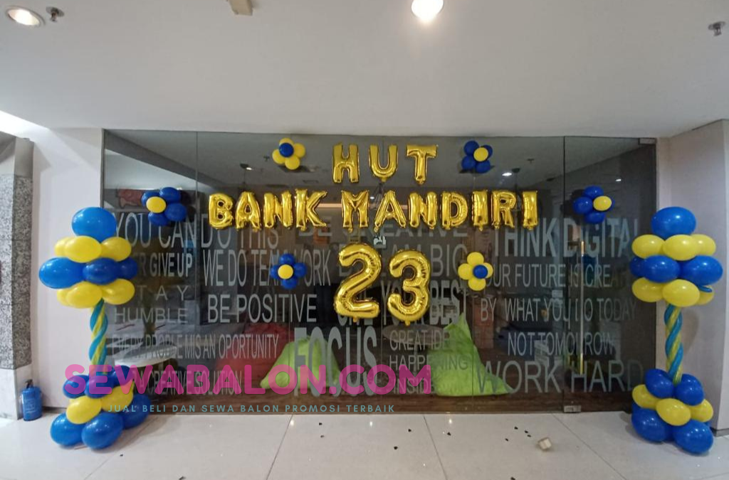 Balon Dekorasi Bank Mandiri HUT ke 23